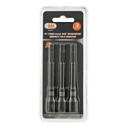 4" Magnetic 3/8" Impact Nut Driver Extender Set of 3 pieces - Illinois Industrial Tools 63075